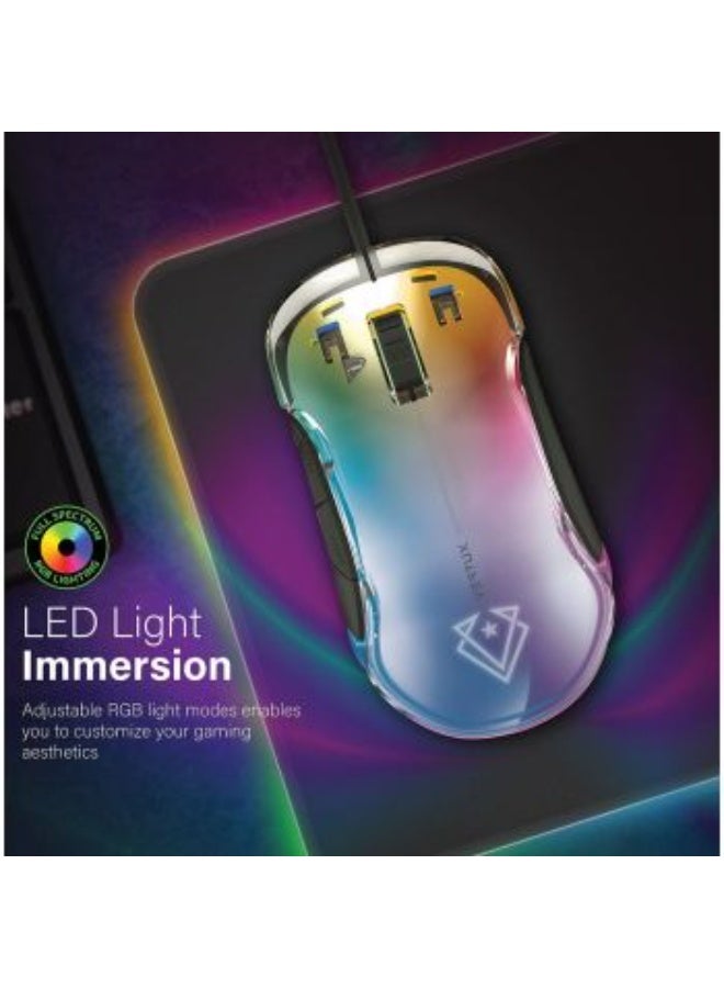 فيرتوكس فينيكس ماوس ألعاب احترافي بأداء فائق، دقة 12000 DPI، تتبع دقيق Pixel Perfect، إضاءة LED بأربعة أوضاع، ماوس ألعاب سلكي RGB LumiFlux، متوافق مع نظامي ويندوز وماك - Image 3